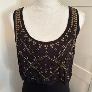 GUESS black maxi dress racerback with sheer top overlay